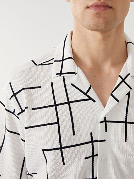 Regular Fit K?sa Kollu Desenli Erkek G?mlek