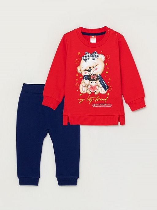 CRB wear/CWNG 90059-26-298 Комплект для девочки (джемпер, брюки), красный-темно-синий/Ex.Cherubino  фото 2