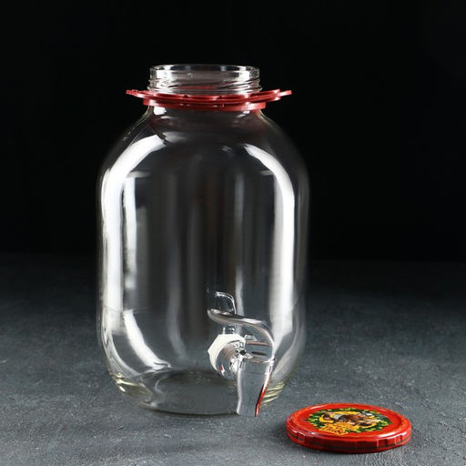 Кувшин стеклянный «Вся сила в пиве», 3 л, с нажимным краном, с ручкой держателем, в коробке