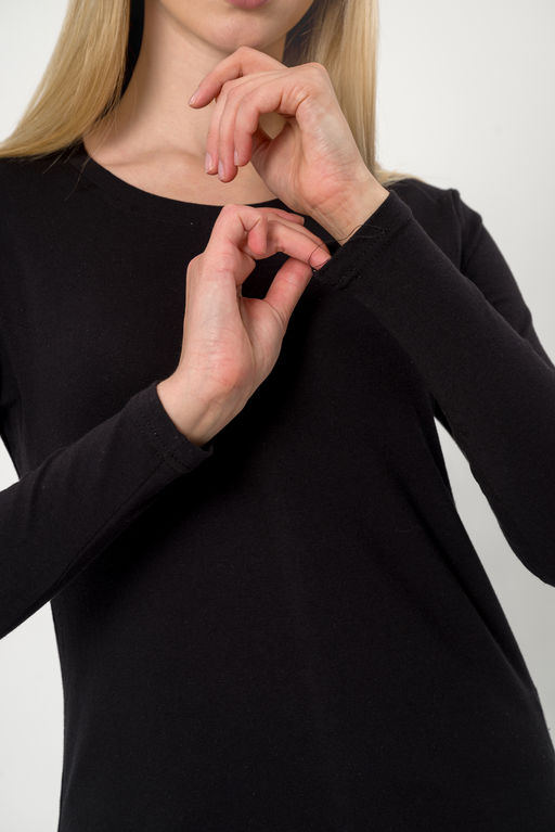 Лонгслив женский из кулирки с лайкрой чёрный макси - Амадэль фото 5