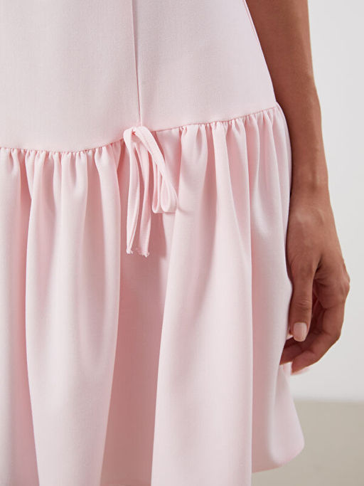 Bisiklet Yaka A Kesim Poplin Mini Elbise