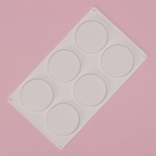 Форма для муссовых десертов и выпечки Доляна Гипноз, силикон, 30?17,5?0,5 см, 6 ячеек (d=7,7 см), цвет белый  фото 2