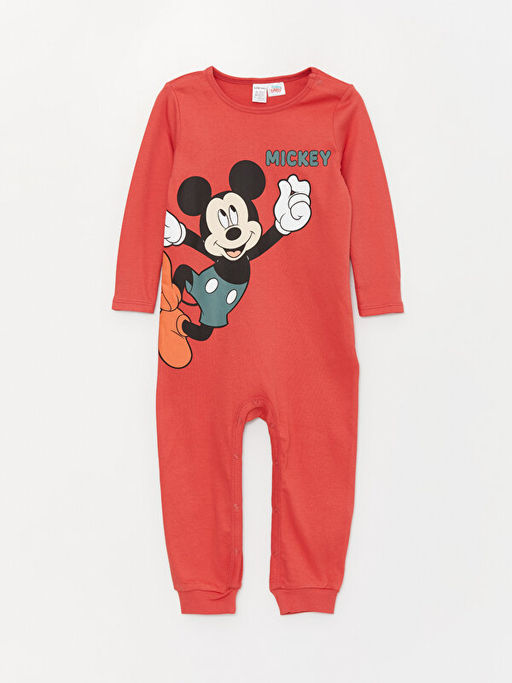 Bisiklet Yaka Uzun Kollu Mickey Mouse Bask?l? Erkek Bebek Tulum 2li - Waikiki фото 2