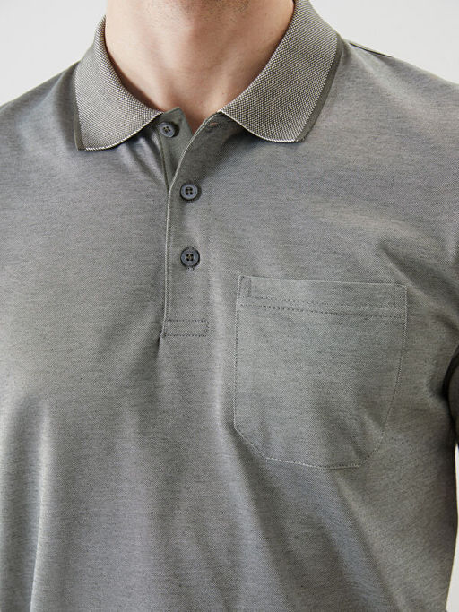 Polo Yaka K?sa Kollu Merserize G?r?n?ml? Erkek Ti??rt