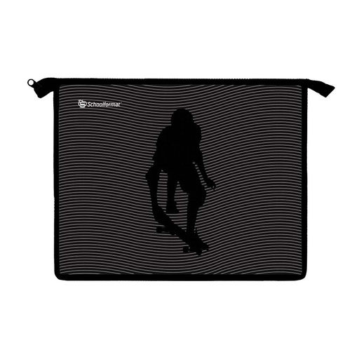 Папка для тетрадей 1 отделение А5 Schoolformat SKATE LIFE черная, молния сверху, картон, п...