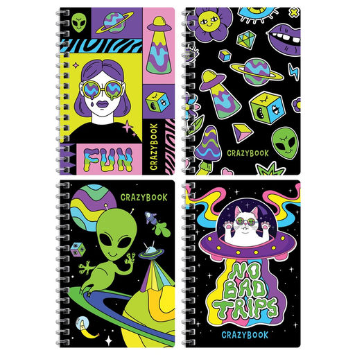 Цена за 2 шт.Книжка записная А6 80л. на гребне "Crazy neon" ("BG", ЗК6гр80 12794)