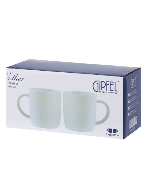 52222 GIPFEL Набор кружек ETHER 300 мл (2шт.). Материал: керамика. Цвет: светло-голубой.