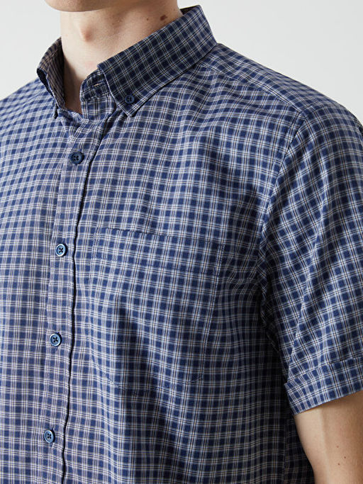 Regular Fit K?sa Kollu Ekose Erkek G?mlek