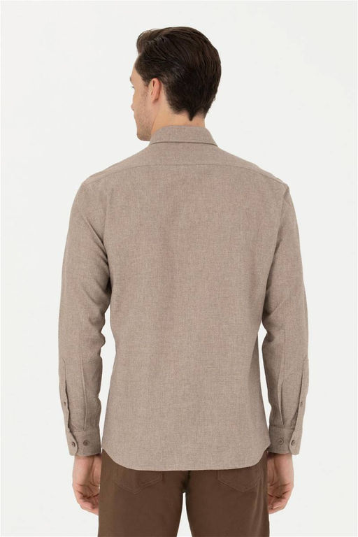 Мужская рубашка светло-коричневого цвета с длинным рукавом - U.s. polo assn фото 5