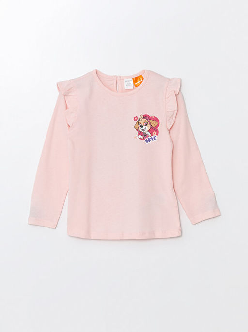 Bisiklet Yaka Uzun Kollu Paw Patrol Bask?l? K?z Bebek Ti??rt - Waikiki фото 2