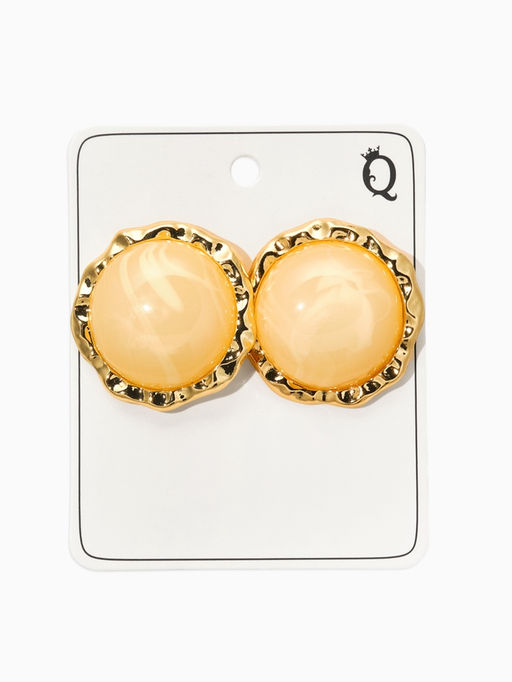 Серьги акрил «Стиль», круг в рамке, бежевые в золоте