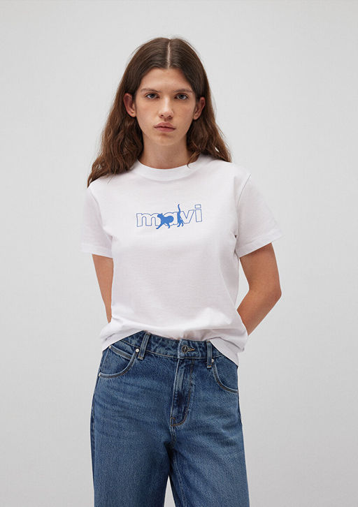 Mavi Kedi Logo Bask?l? Beyaz Tisort  фото 2