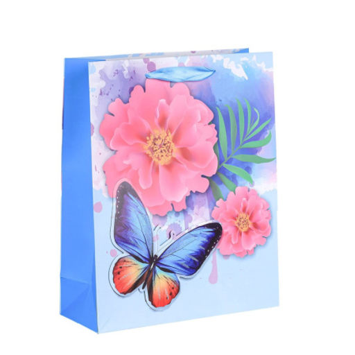 Цена за 12 шт. Пакет подарочный 32x26x10 / 1360M /уп 12/480/ (Голубой) - Галеонтрейд фото 4