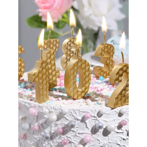 Свеча в торт на шпажке «Соты», цифра 2, 7 см, золото