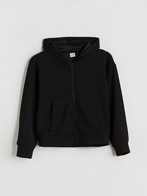 Kap??onlu K?z ?ocuk Fermuarl? Sweatshirt
