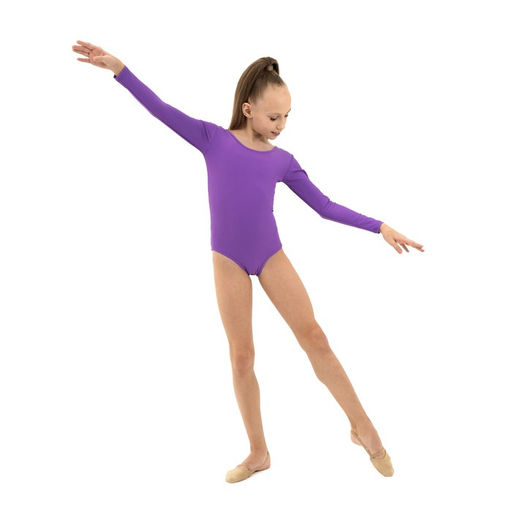 Купальник гимнастический Grace Dance, с длинным рукавом, р. 38, цвет фиолетовый  фото 4