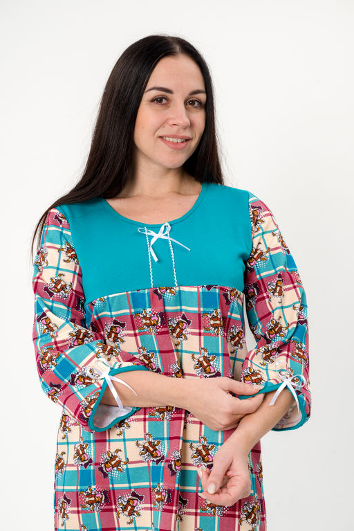 Ночная сорочка женская из футера Эмма изумрудно-бордовый - Амадэль фото 6