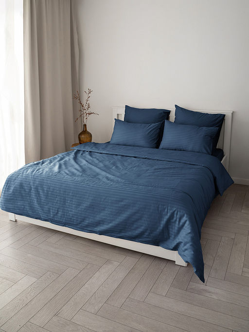 Пододеяльник сатин-страйп 145x210 синий сатин - Denastia фото 6