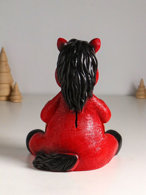 Копилка для денег Конь с подковой, гипс, 24 см, красный