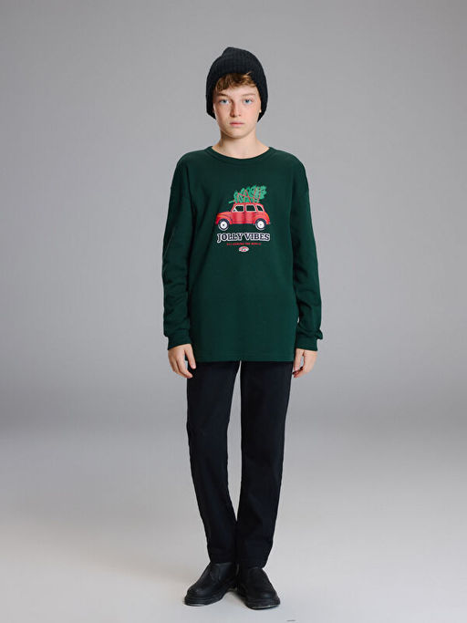 Bisiklet Yaka Bask?l? Erkek ?ocuk Ti??rt