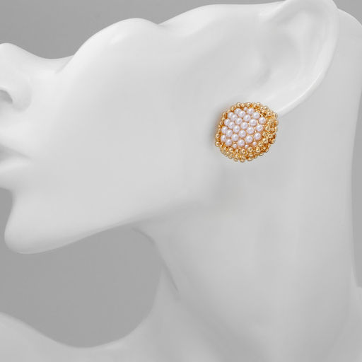 Серьги с жемчугом Атмосфера бусинки, цвет белый в золоте - Qf фото 3