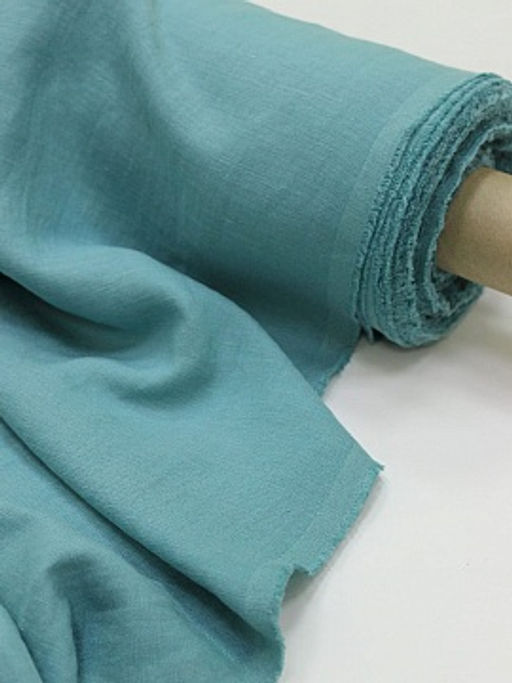 Лен с вискозой с эффектом мятости цв.Бирюзово-зеленый, ш.1.45м, лен-53%, вискоза-47%, 195гр/м.кв