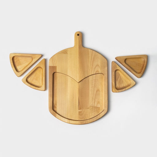 Подарочный набор посуды Adelica «Сырная мозаика», доска разделочная 35×22 см, менажницы 4 шт., 12.5×9 см, дерево берёза