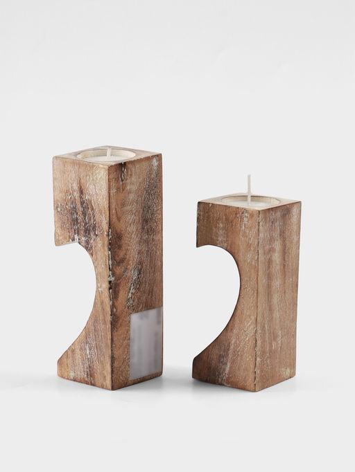 Подсвечник Сердце, набор 2 шт., d=4 см, дерево шишам