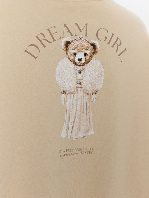 Теплое худи женское бежевое с начесом