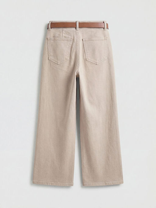 Beli Kemerli Wideleg Kad?n Jean Pantolon