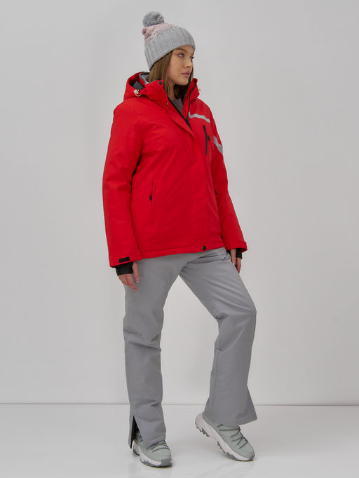 Горнолыжный костюм женский зимний красного цвета 07017Kr