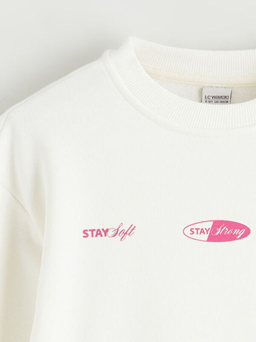 Bask?l? K?z ?ocuk Sweatshirt