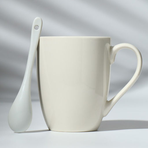 Кружка с ложкой керамическая Дорого внимание Начни день с улыбки, 310 мл фото 5