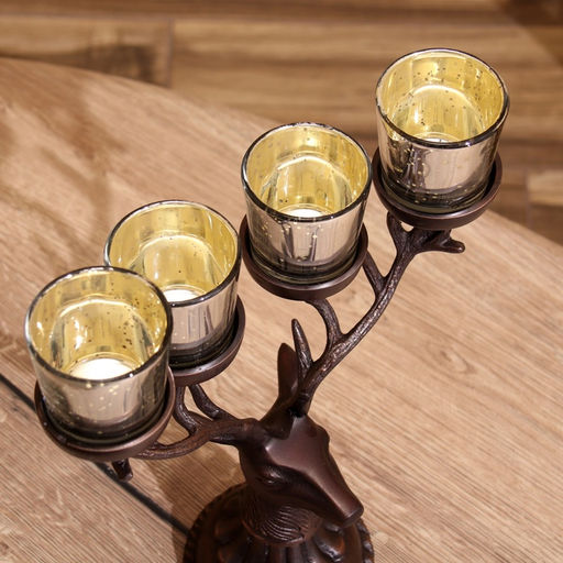 Подсвечник на 4 свечи Олень, 26?13?30 см, алюминий