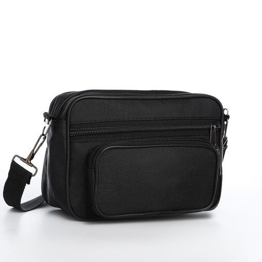 Сумка мужская через плечо, Sacvoyage на молнии, 3 наружных кармана, 20×8×13 см, чёрная