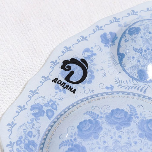 Подставка стеклянная для яиц Доляна Цветочная роспись, 3 ячейки, 2118 см, цвет белый  фото 4