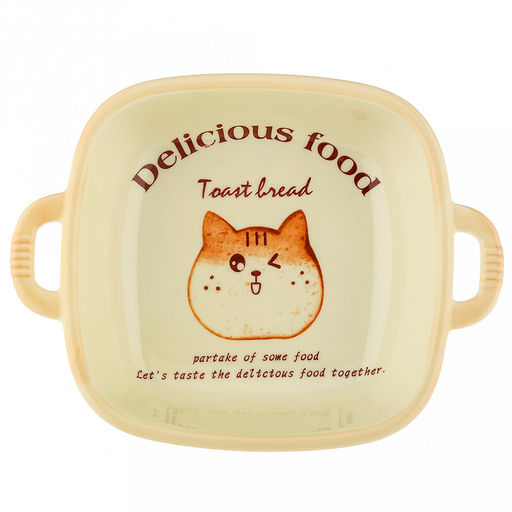 Делишес фуд (Delicious food) Салатник фарфоровый 780мл, 22,5х17,2х5,3см, с ручками, с деколью (Китай)