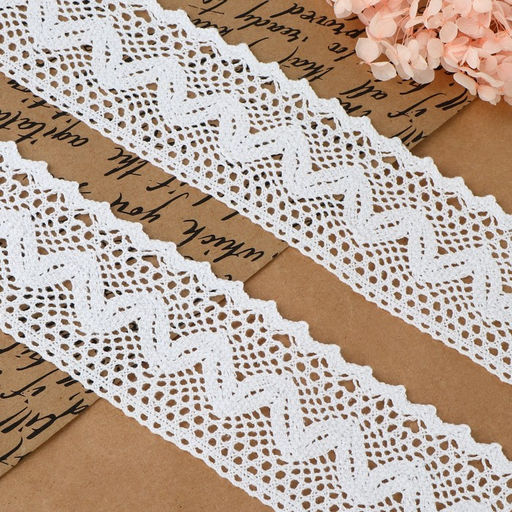 Кружево вязаное, 65 мм × 10±1 м, белое