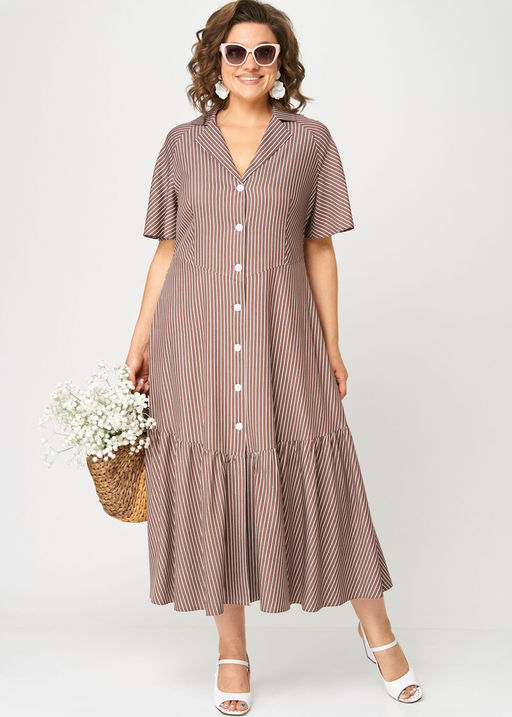 Платье EVA GRANT 7200С капучино в полоскку