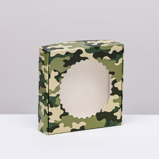 Цена за 3 шт. Коробка сборная с окном, Камуфляж, 11.5?11.5?3 см