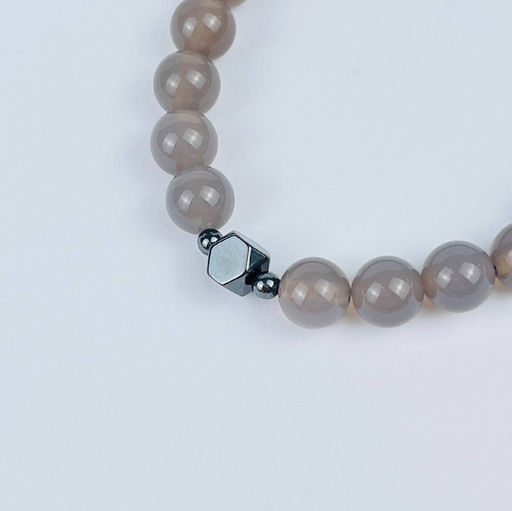 Браслет из серого Агата со вставкой - Радуга самоцветов фото 3