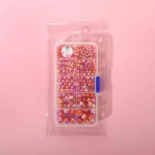 Набор бусин, в органайзере, d=4/5/6/8/10 мм, разноцветных