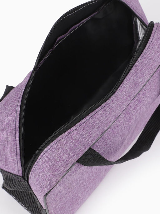 Косметичка-сумка на молнии, большая, с ручками, сеткой, фиолетовая