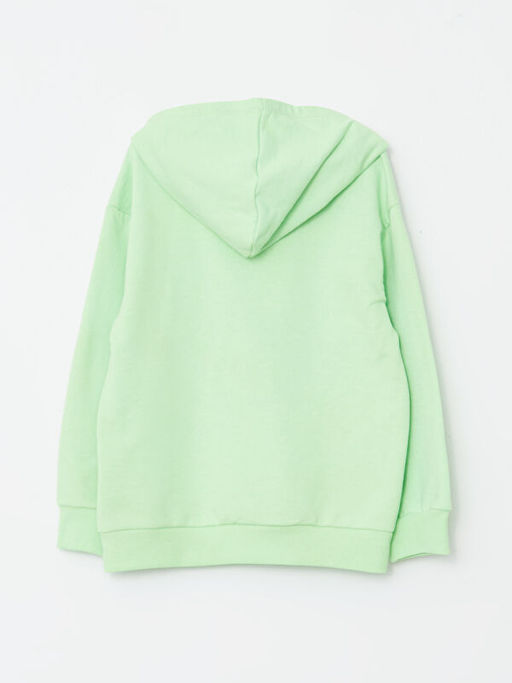 Kap??onlu Bask?l? Uzun Kollu K?z ?ocuk Sweatshirt ve E?ofman Alt? - Waikiki фото 3
