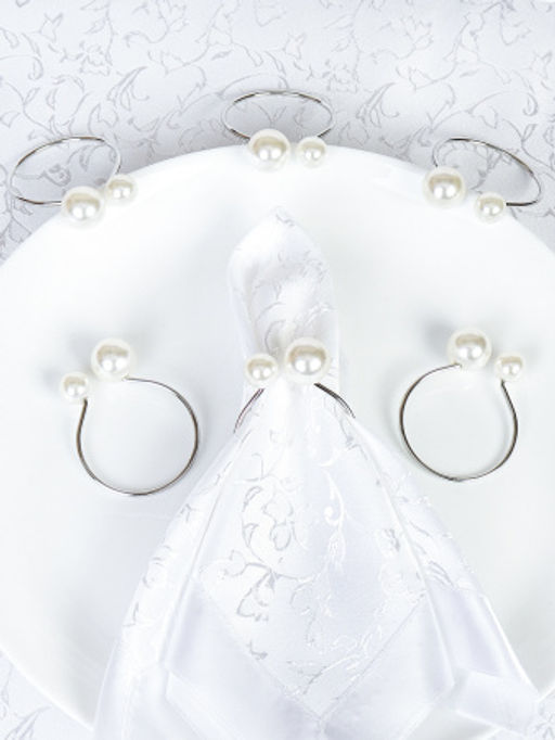 Кольца для салфеток 6 штук Бусины Серебро / JG03-3 /уп 200/ - Галеонтрейд фото 2