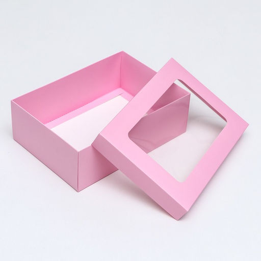 Цена за 5 шт. Коробка складная, крышка-дно, с окном, розовая , 24 х 17 х 8 см - UPAK LAND фото 4