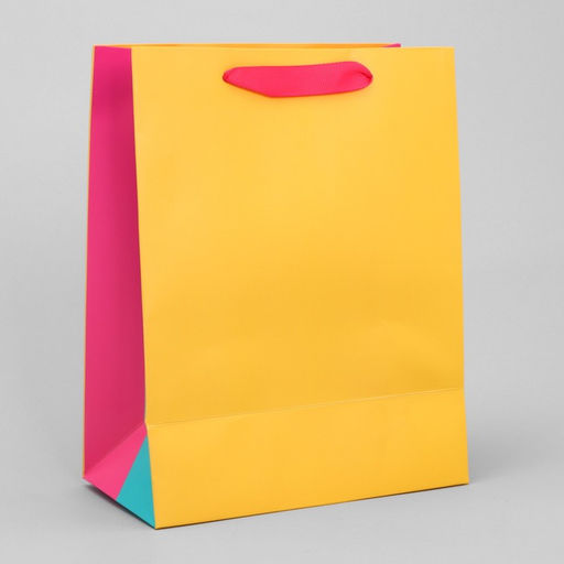 Цена за 2 шт. Пакет подарочный трёхцветный, упаковка, «Жёлтый-розовый-голубой», MS 18×23×10 см