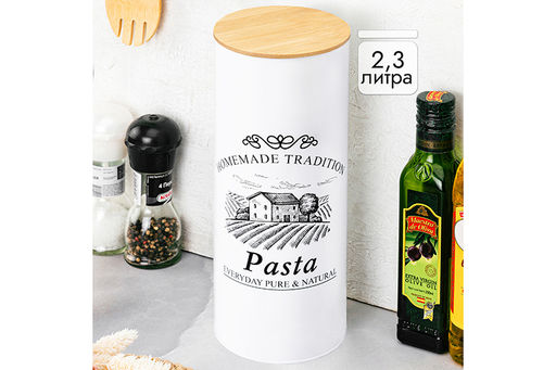 Банка д/хранения 2,3 л 11*11*27 см Pasta, с бамбук.крышкой