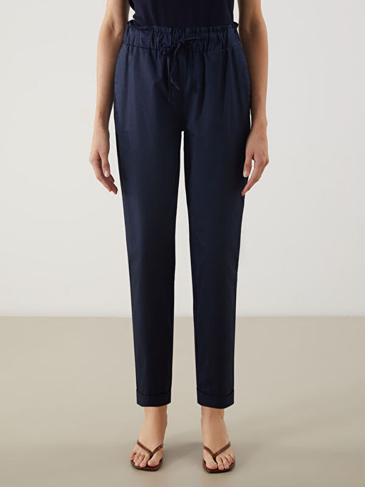 Beli Lastikli D?z Gabardin Kad?n Pantolon