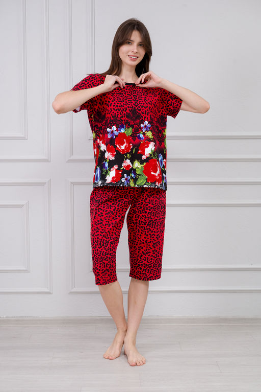 Пижама женская из интерлока Социал красная роза - Амадэль фото 2